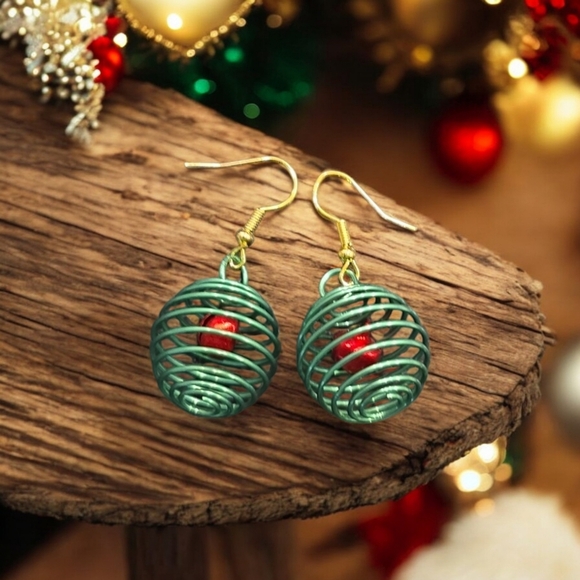 Circle Spiral Bell Dangle Earrings - Picture 1 of 3